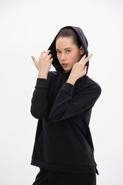 Peach Fuzz Effect Kapüşonlu Önden Cepli Sweatshirt