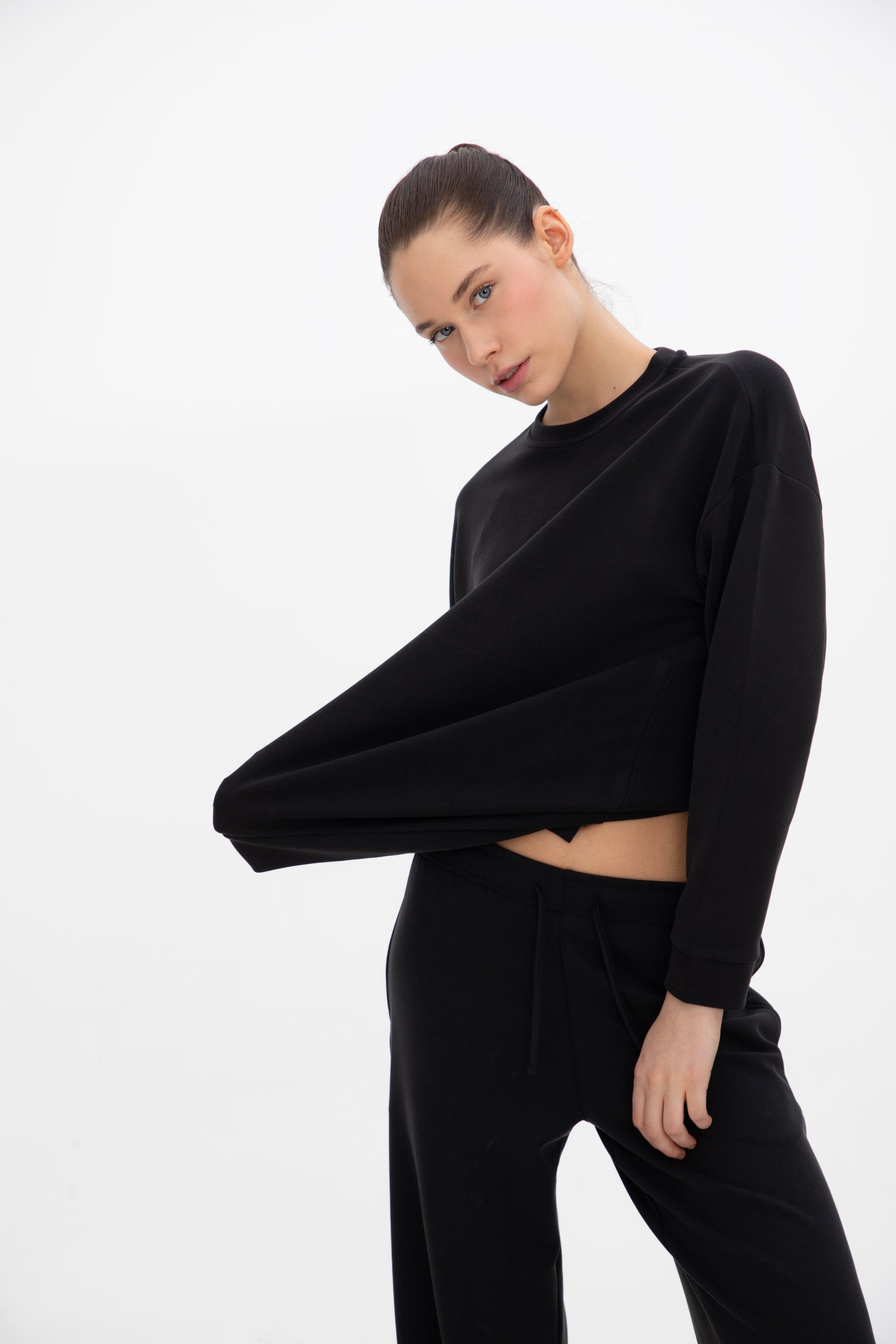 Peach Fuzz Effect Rahat Kesim Uzun Sweatshirt