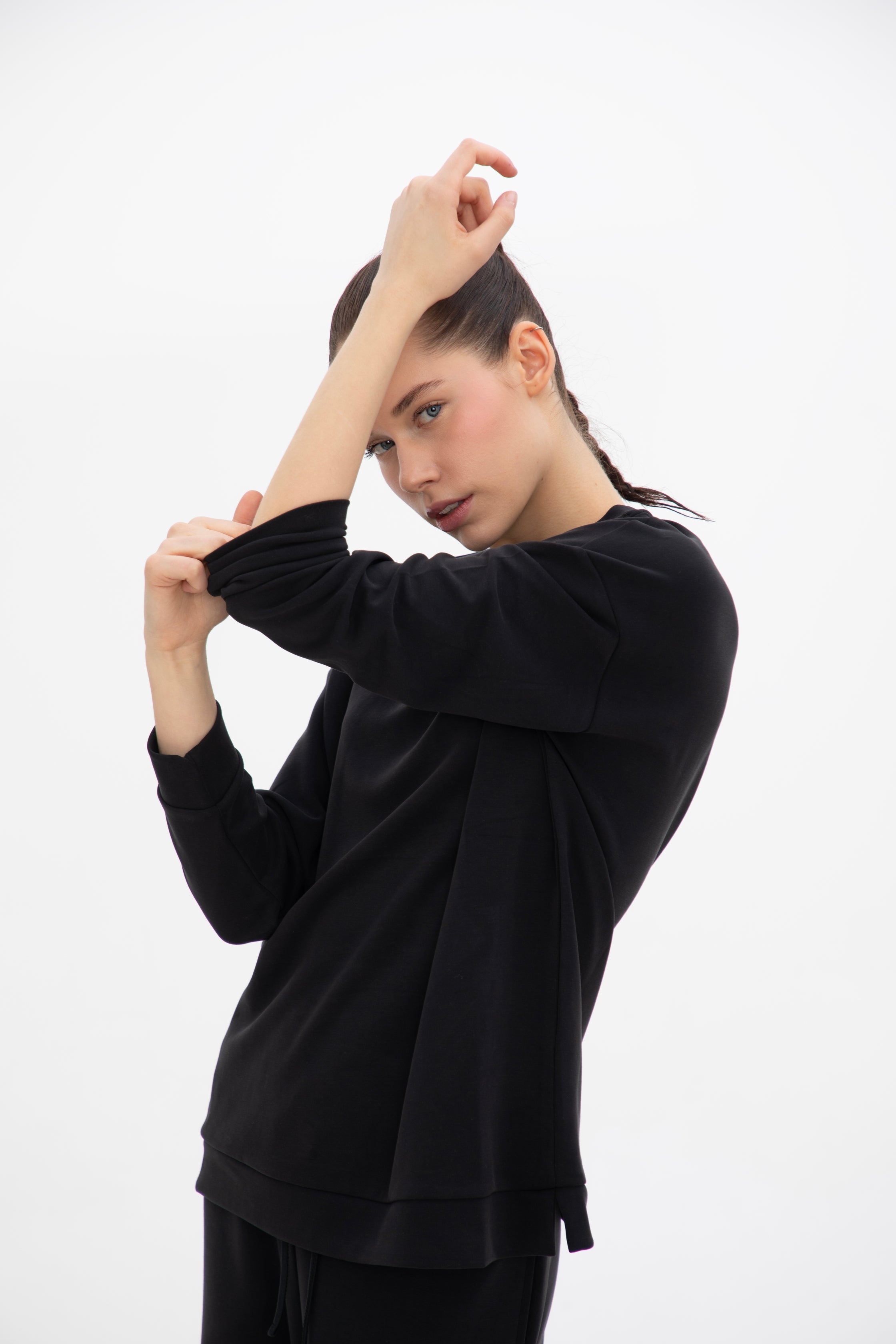Peach Fuzz Effect Rahat Kesim Uzun Sweatshirt