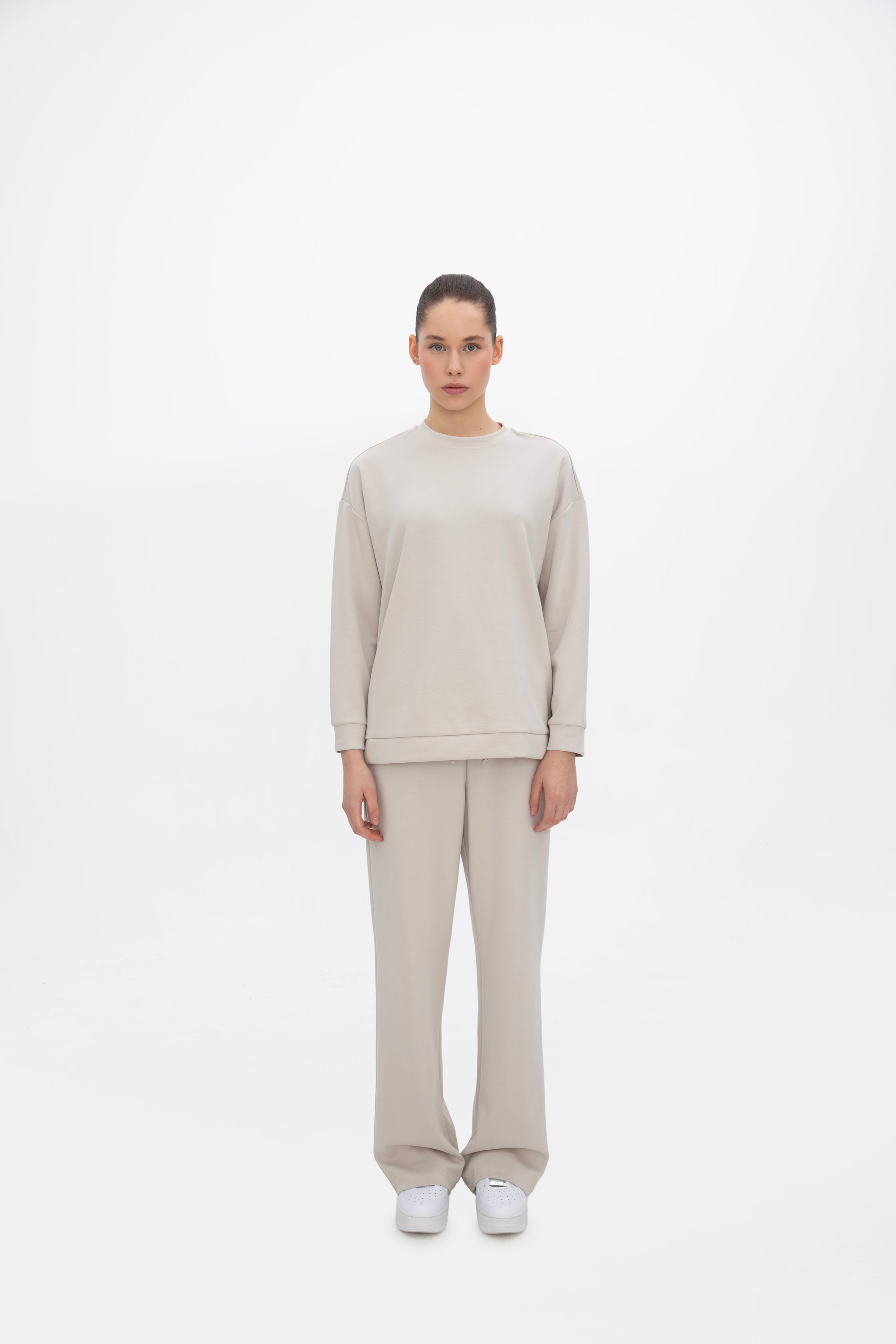 Peach Fuzz Effect Rahat Kesim Uzun Sweatshirt