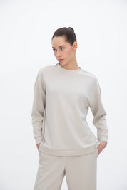 Peach Fuzz Effect Rahat Kesim Uzun Sweatshirt