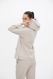 Peach Fuzz Effect Kapüşonlu Önden Cepli Sweatshirt